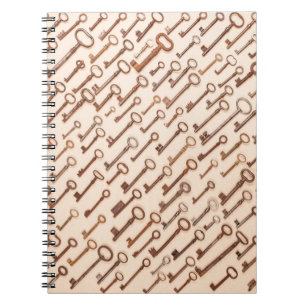 Carnet Motif avec de vraies clés victoriennes vintages su