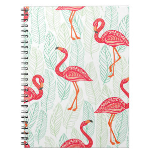 Carnet Motif avec des ornements flamands roses sur un fon