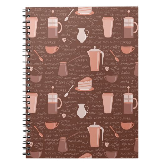 Carnet Motif avec les éléments relatifs de café (Devant)