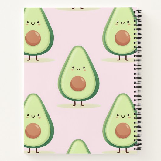 Carnet Motif Avocado personnalisé mignon souriant (Dos)