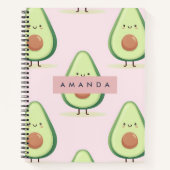Carnet Motif Avocado personnalisé mignon souriant (Devant)