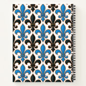 Carnet Motif baroque fleur de lis noir bleu (Dos)