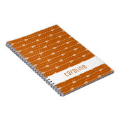Carnet Motif Bâtonnets Orange Brûlé Blanc et Lignes Point (Côté Droit)