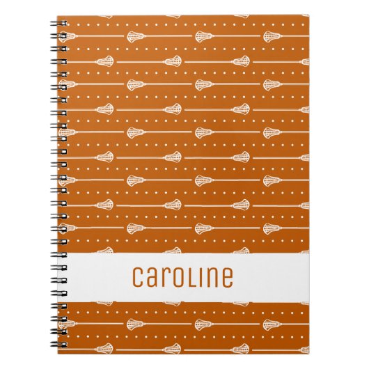 Carnet Motif Bâtonnets Orange Brûlé Blanc et Lignes Point (Devant)