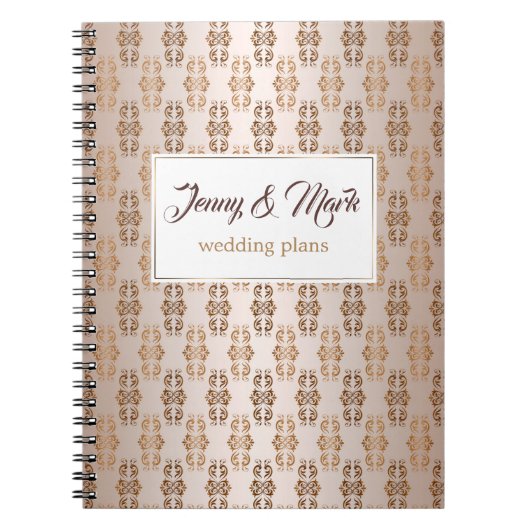 Carnet Motif beige de gradient baroque de style. Texte (Devant)