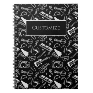 Carnet Motif Black & White Instruments
