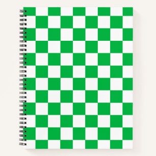 Carnet Motif blanc À damiers blanc vert