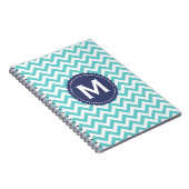 Carnet Motif blanc bleu de Chevron de monogramme (Côté Droit)