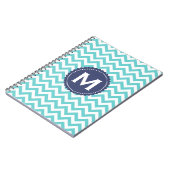 Carnet Motif blanc bleu de Chevron de monogramme (Côté gauche)