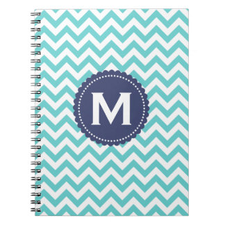 Carnet Motif blanc bleu de Chevron de monogramme
