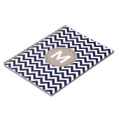 Carnet Motif blanc de Chevron de monogramme de bleu (Côté gauche)
