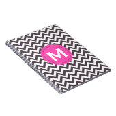 Carnet Motif blanc gris-foncé de Chevron de monogramme (Côté Droit)