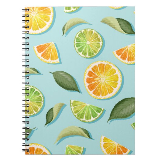 Carnet Motif bleu citron vintage (Devant)
