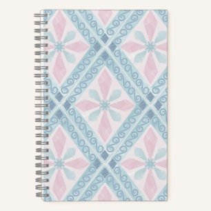 Carnet motif bleu en forme de diamant