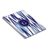 Carnet Motif bleu et blanc chic d'ikat d'aquarelle (Côté Droit)