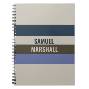Carnet Motif Bleu et Brown rayures