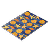 Carnet Motif bleu et orange de coquillage (Côté gauche)