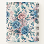 Carnet Motif bleu et rose sur blanc doux (Dos)