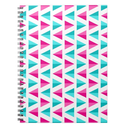 Carnet Motif bleu géométrique de triangles de rose et (Devant)