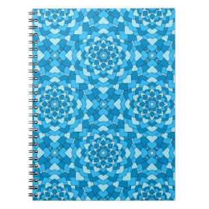 Carnet Motif bleu turquoise à fleurs géométriques sans so
