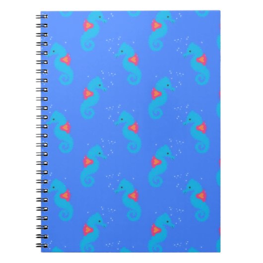 Carnet Motif Blue Seahorse (Devant)