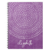 Carnet Motif Boho Dot moderne violet bounce nom de script (Devant)