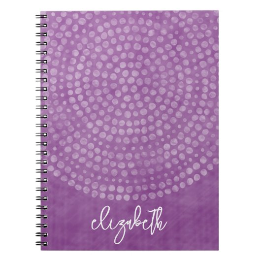 Carnet Motif Boho Dot moderne violet bounce nom de script (Devant)