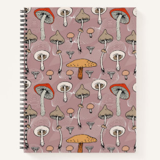 Carnet Motif botanique de champignons