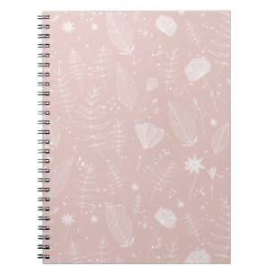 Carnet Motif botanique de fleurs sauvages rose poudré
