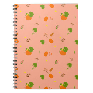 Carnet Motif botanique de jardin aux pêches et citrouille