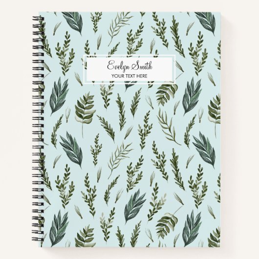 Carnet Motif botanique Feuille vert (Devant)