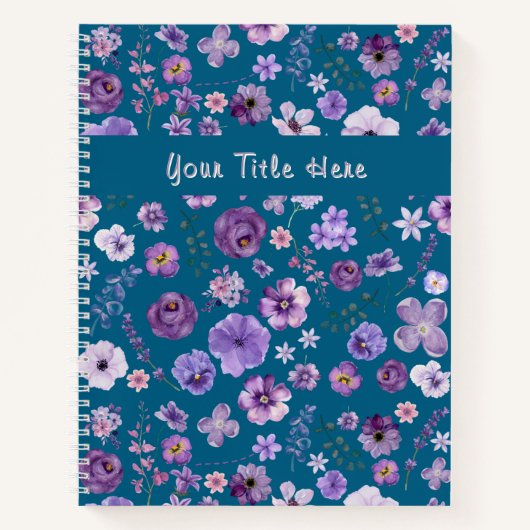 Carnet Motif botanique floral sarcelle personnalisable (Devant)