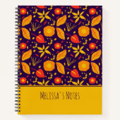Carnet Motif botanique jaune et violet personnalisé (Devant)