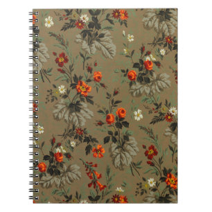 Carnet Motif botanique vintage de rose orange à fleurs so