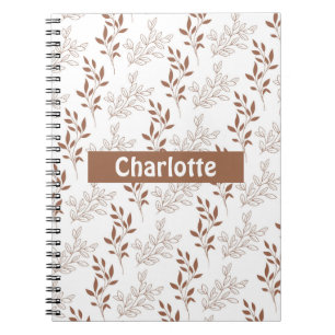 Carnet Motif Brown rouge rétro Vintage feuille