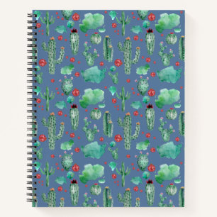 Carnet motif cactus et ladybug - arrière - plan bleu