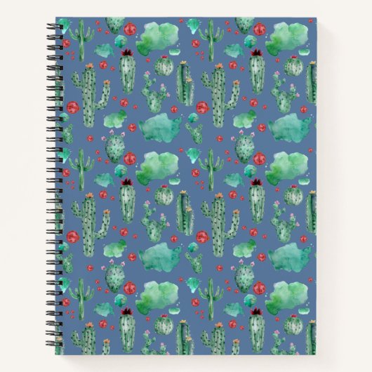 Carnet motif cactus et ladybug - arrière - plan bleu (Devant)