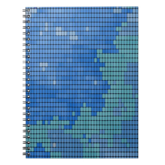 Carnet Motif Carré bleu Abstrait (Devant)