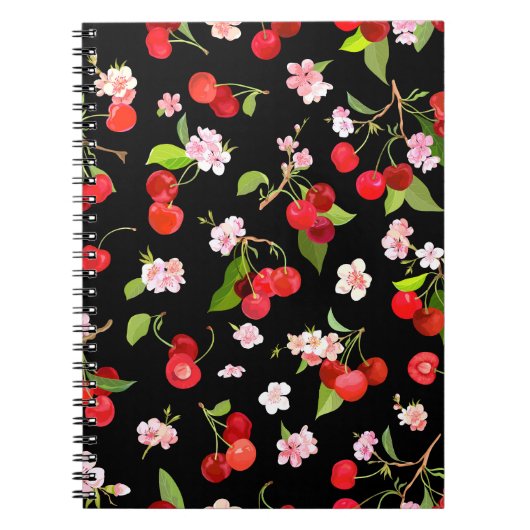 Carnet Motif cerise 2 (Devant)
