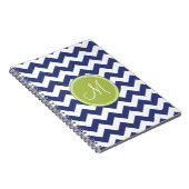 Carnet Motif Chevron avec Monogram - Navy Lime (Côté Droit)