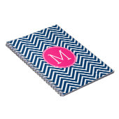 Carnet Motif Chevron avec Monogram - Navy Magenta (Côté Droit)