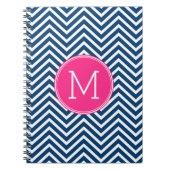 Carnet Motif Chevron avec Monogram - Navy Magenta (Devant)