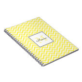 Carnet Motif Chevron Jaune moderne avec Monogramme (Côté Droit)