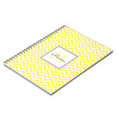 Carnet Motif Chevron Jaune moderne avec Monogramme (Côté gauche)