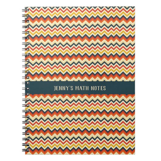 Carnet Motif Chevron personnalisable avec couleur rétro p (Devant)