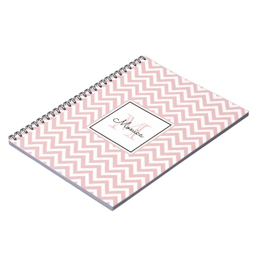 Carnet Motif Chevron rose Fille avec Monogramme (Côté gauche)