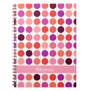 Carnet Motif chic et coloré à pois monogramme