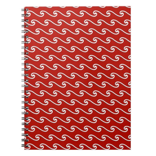 Carnet Motif chinois - blanc sur rouge profond (Devant)