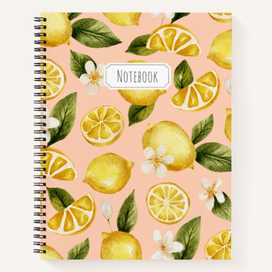 Carnet Motif citron aquarelle (Devant)