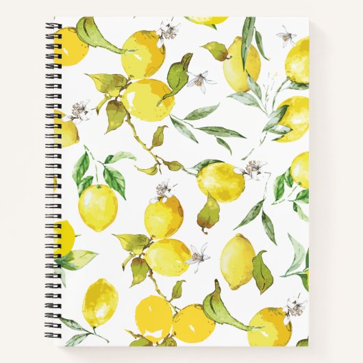 Carnet Motif citron aquarelle (Devant)